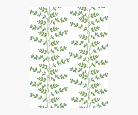 Climbing Vines Wallpaper Sample - White & Blue