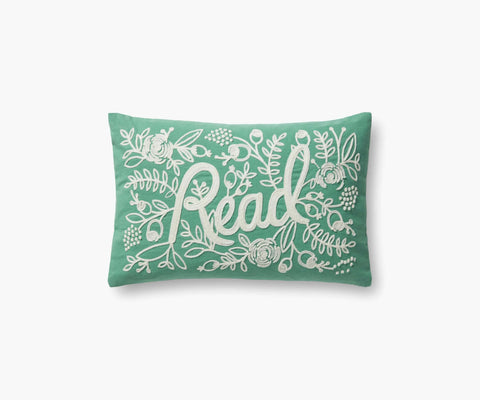 Read Embroidered Pillow - Sage