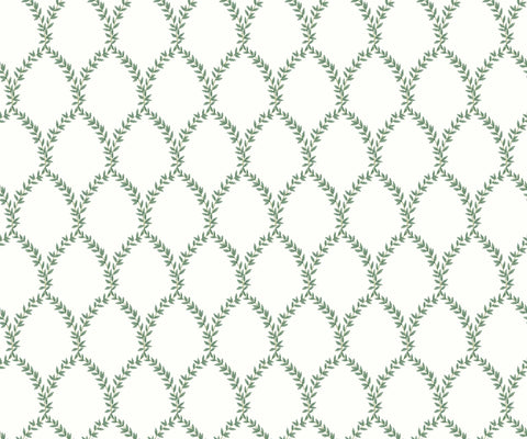 Laurel Wallpaper - Green & White