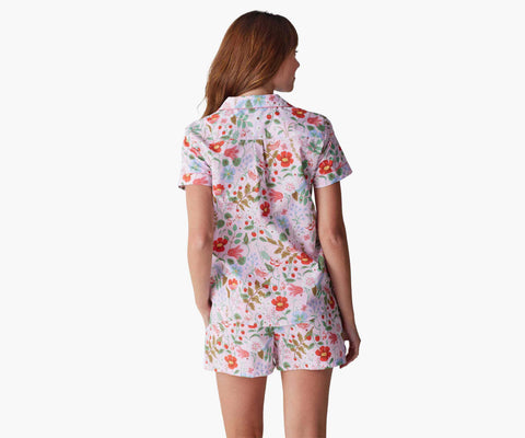 Poplin Button Front Short Set - Strawberry Fields