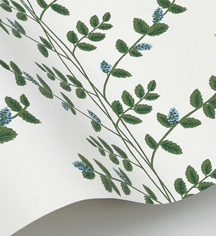 Climbing Vines Wallpaper - White & Blue