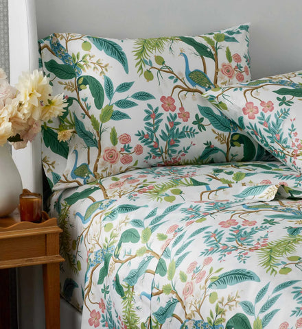 Sateen Fitted Sheet - Peacock White