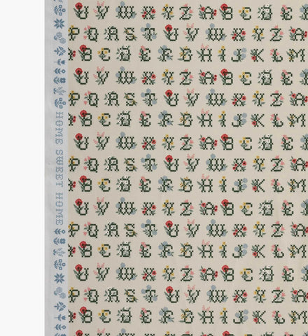 Cross Stitch Letters Cotton Fabric - Linen