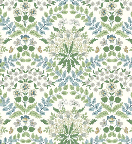 Bramble Wallpaper - Blue & Green