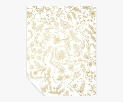 Aviary Peel & Stick Wallpaper Sample - Metallic Gold & Cream