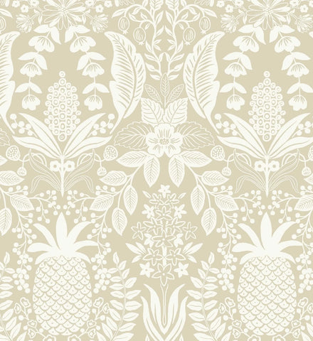 Pineapple Damask Wallpaper - Linen