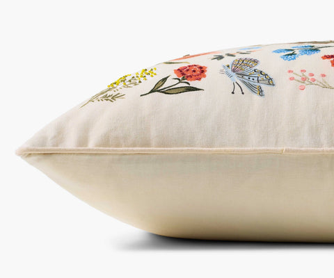 Curio Garden Embroidered Pillow - White