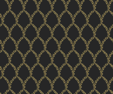 Laurel Wallpaper - Metallic Gold & Black