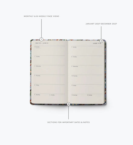 2027 12-Month Hardcover Pocket Planner - Paisley