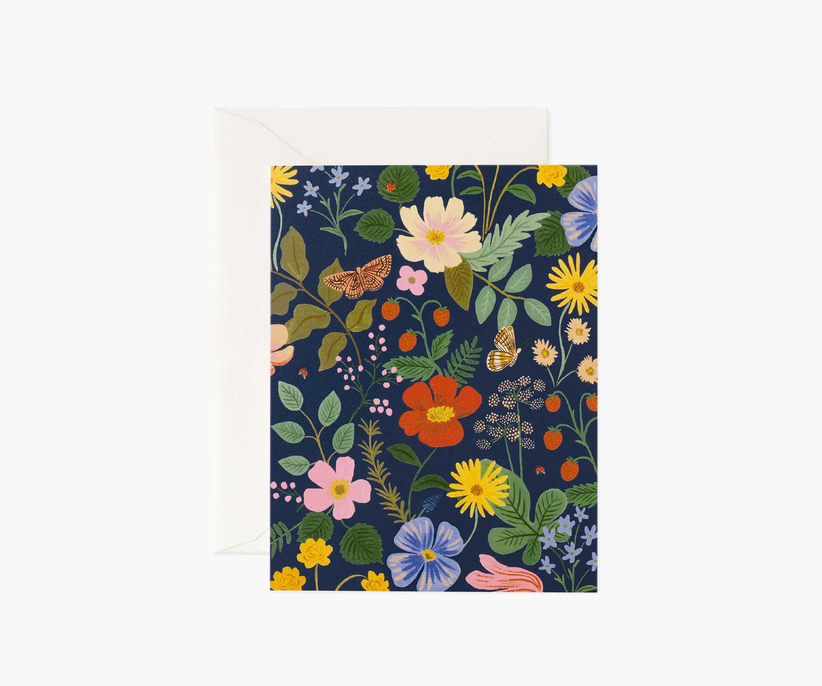 Strawberry Fields Navy Everyday Card - Single Card