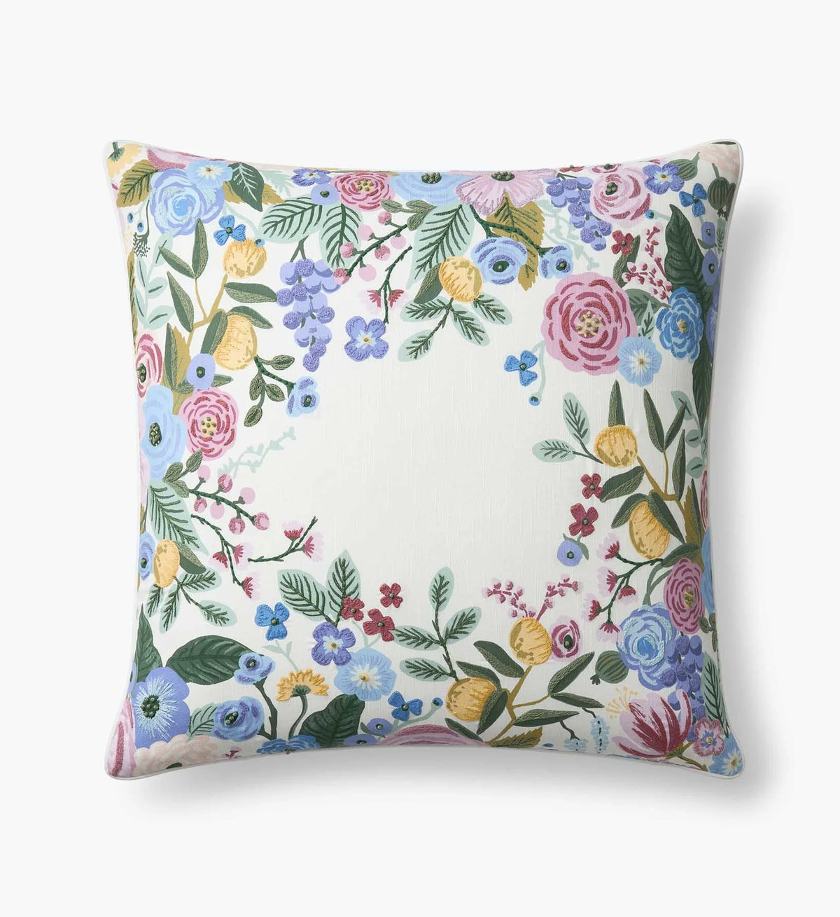 Embroidered Pillow Cover - Garden Party Ivory