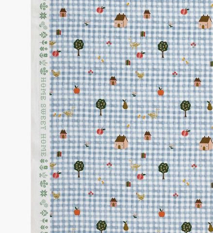 Farmhouse Gingham Cotton Fabric - Blue