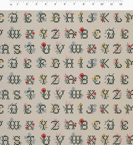 Cross Stitch Letters Canvas Fabric - Linen