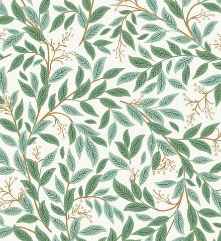 Willowberry Wallpaper - Emerald & White