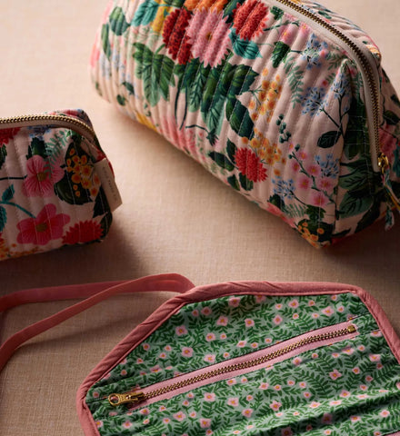 Quilted Large Cosmetic Pouch - Dahlia