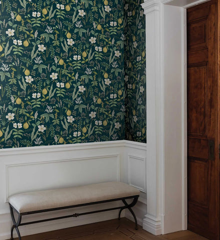 Herb Garden Peel & Stick Wallpaper Sample - Navy