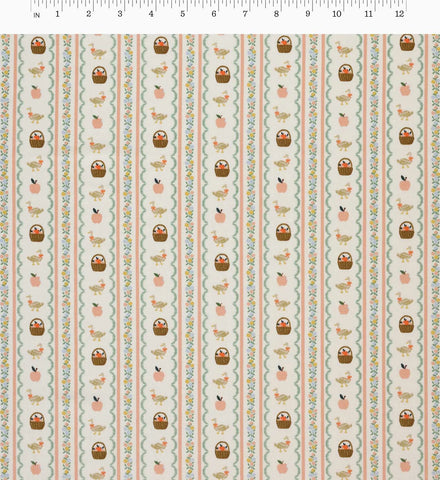 Farmhouse Stripe Cotton Fabric - Cream