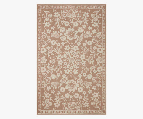 Arboretum Rose Garden Wool-Hooked Rug - Rust
