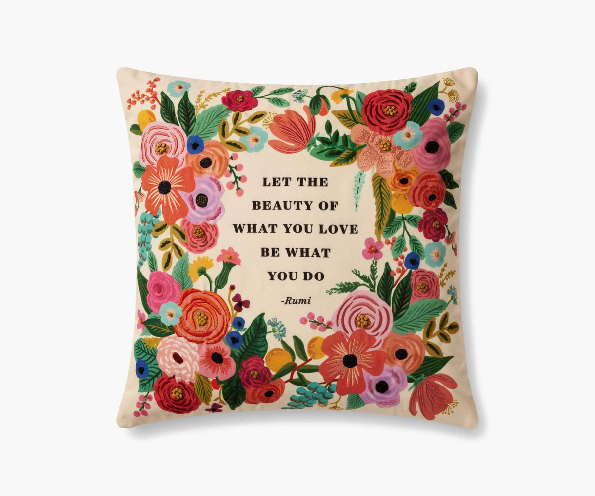 Beauty of What You Love Embroidered Pillow - Multi