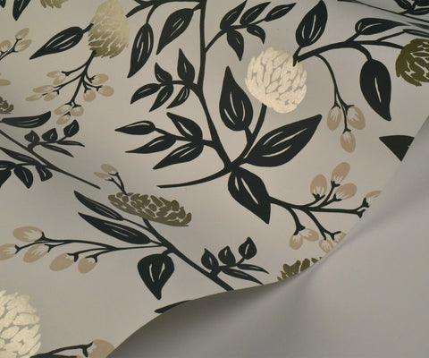 Peonies Wallpaper Sample - White & Black