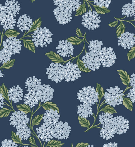 Hydrangea Wallpaper - Navy