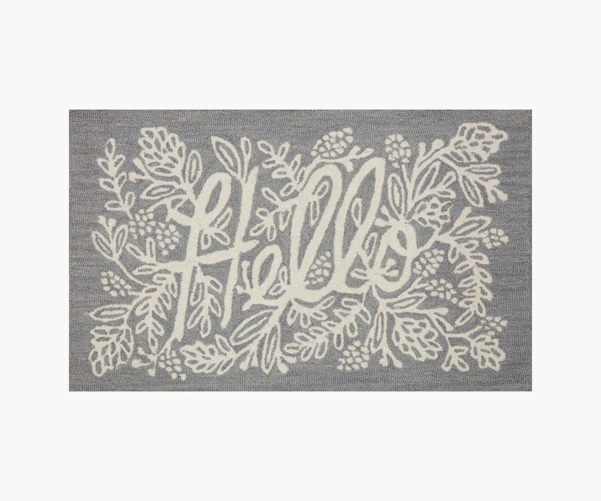 Minnie Hello Wool-Hooked Rug - Grey