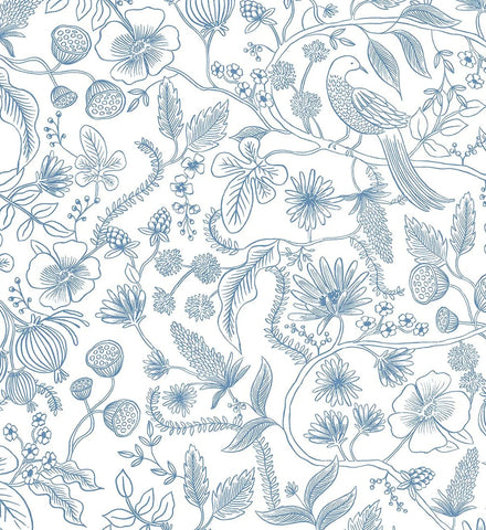 Aviary Peel & Stick Wallpaper - Blue & Cream