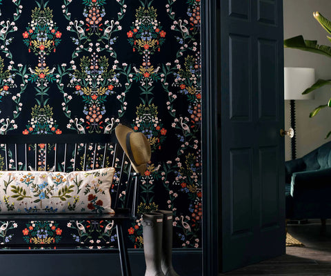 Luxembourg Peel & Stick Wallpaper Sample - Black Multi