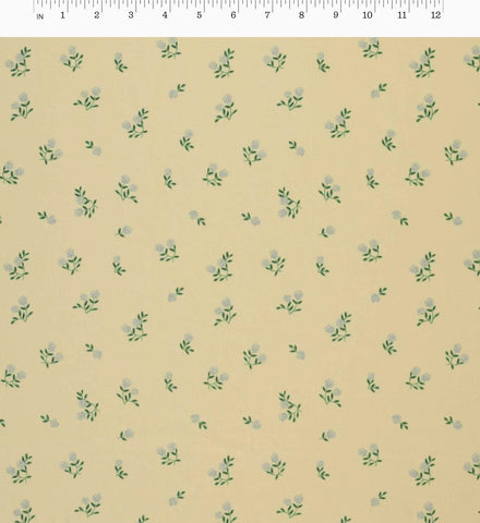 Ditsy Hydrangea Cotton Fabric - Butter