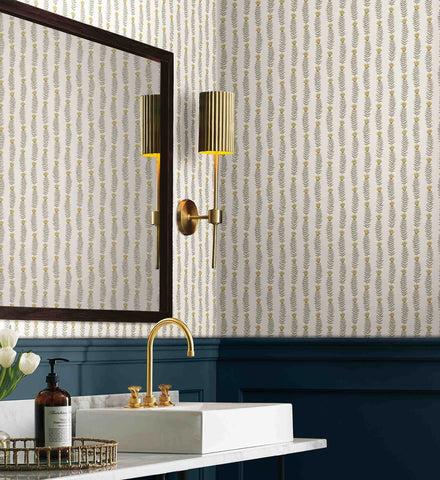 Eden Wallpaper - White & Metallic Gold