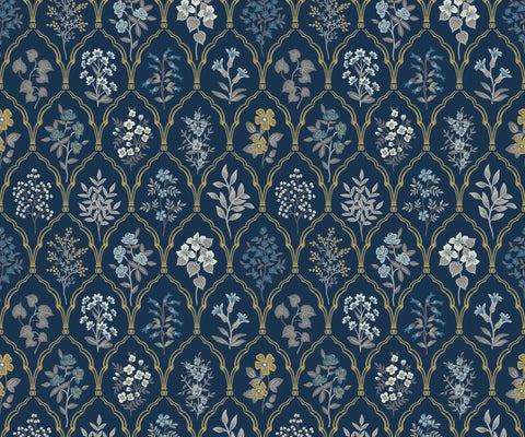 Hawthorne Wallpaper - Navy & Gold