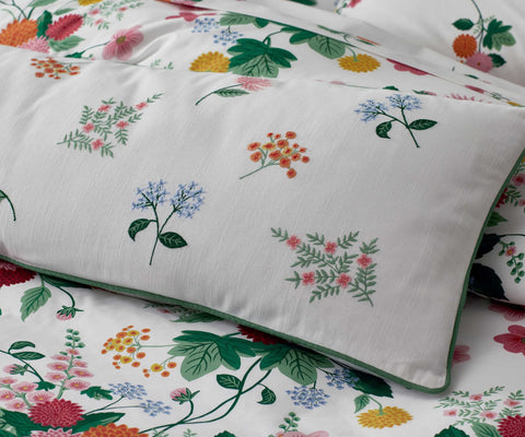 Embroidered Lumbar Pillow Cover - Dahlia